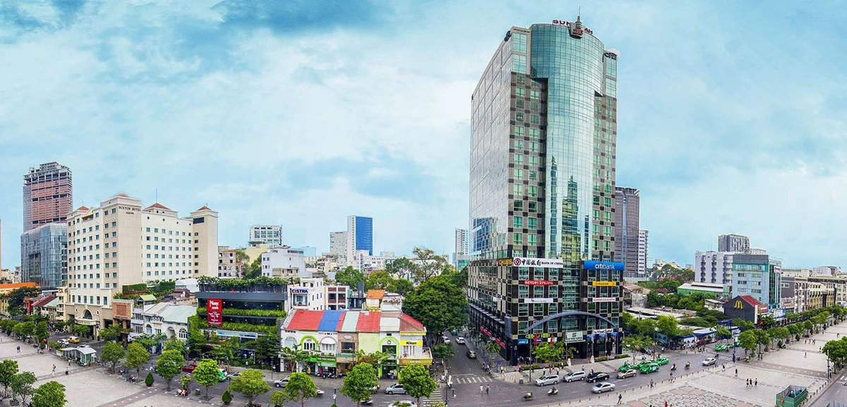 Sunwah Tower stands out in the city center